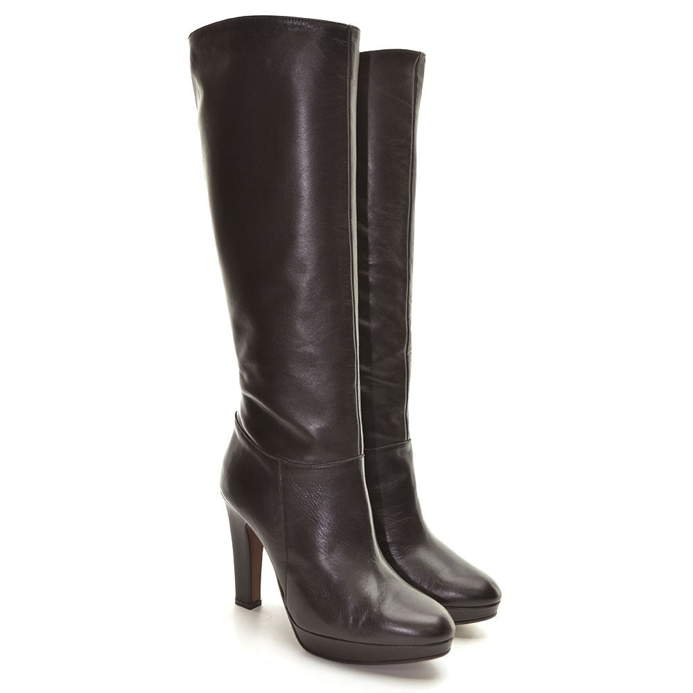 Donna Piu Fanny Brown Leather Heeled Knee Boot 40 New